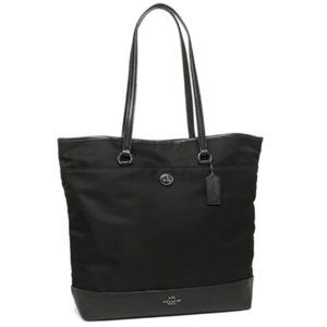 Coach Black Nylon and Leather Tote Handbag